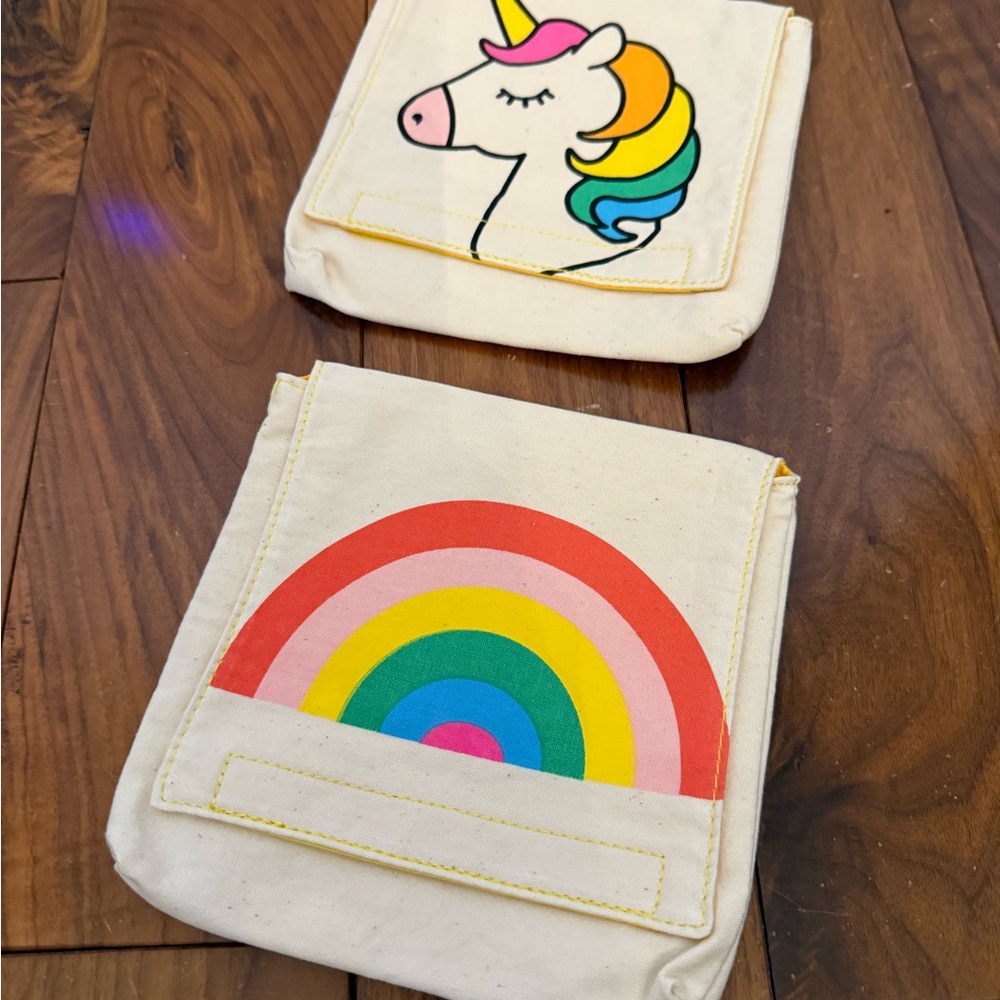 Unicorn and Rainbow Kids reusable sandwich bags Multicolor